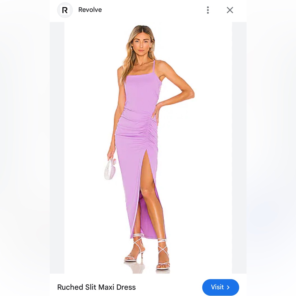 Lavender Ruched Slit Maxi Dress